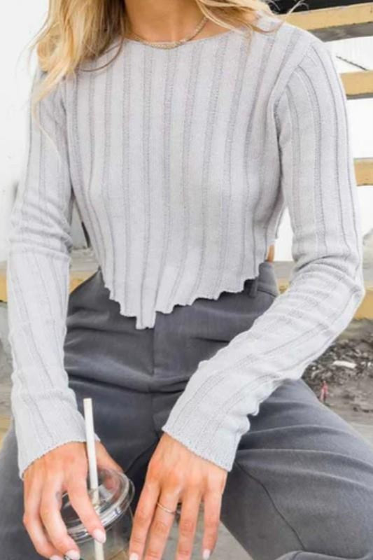 Ribbed Cropped Knit Sweater
