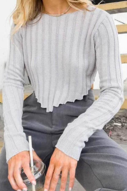Ribbed Cropped Knit Sweater