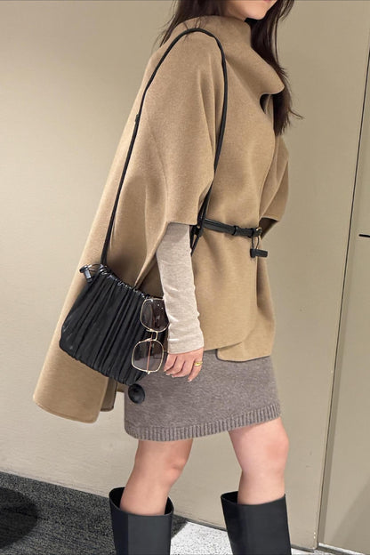 Wool Tencel Scarf Shawl Cape Irregular Coat