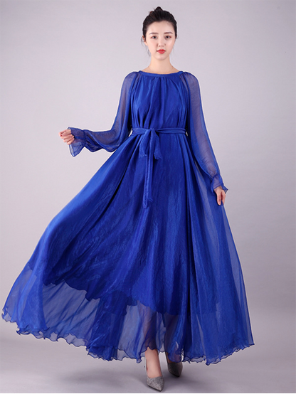 Artistic Retro Loose Color Maxi Dress