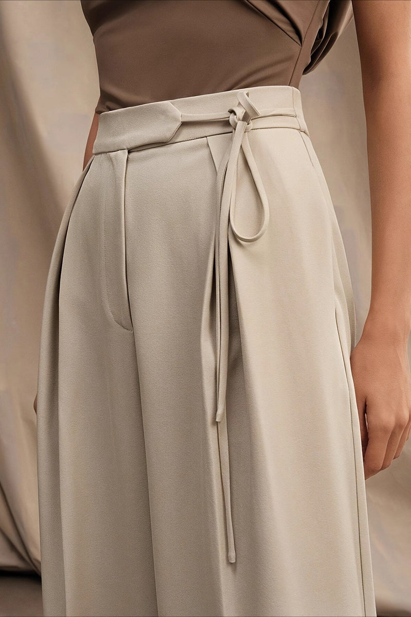 High Waist Tie Wide Leg Long Pants