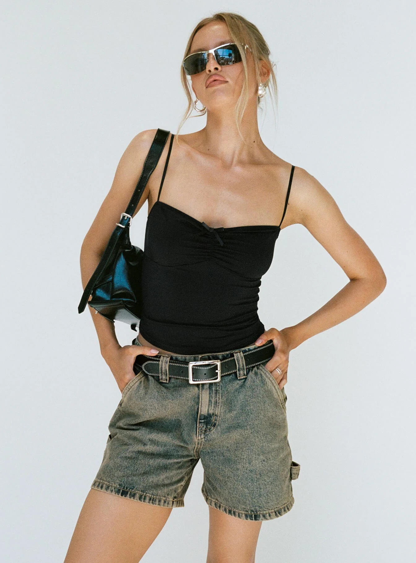 Indio Denim Dad Shorts - Dark