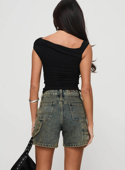 Indio Denim Dad Shorts - Dark