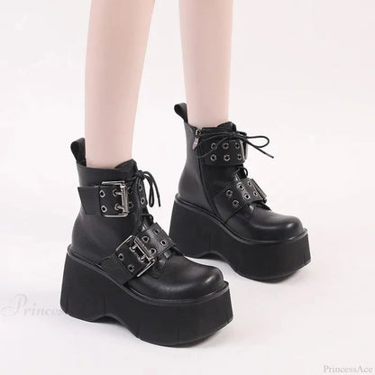 Dark Chunky Elevated Ankle Boot