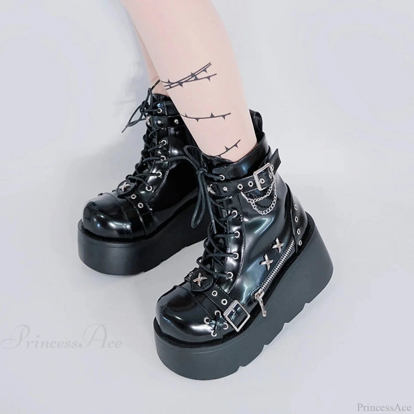 Dark Fox Platform Gothic Fight Boot