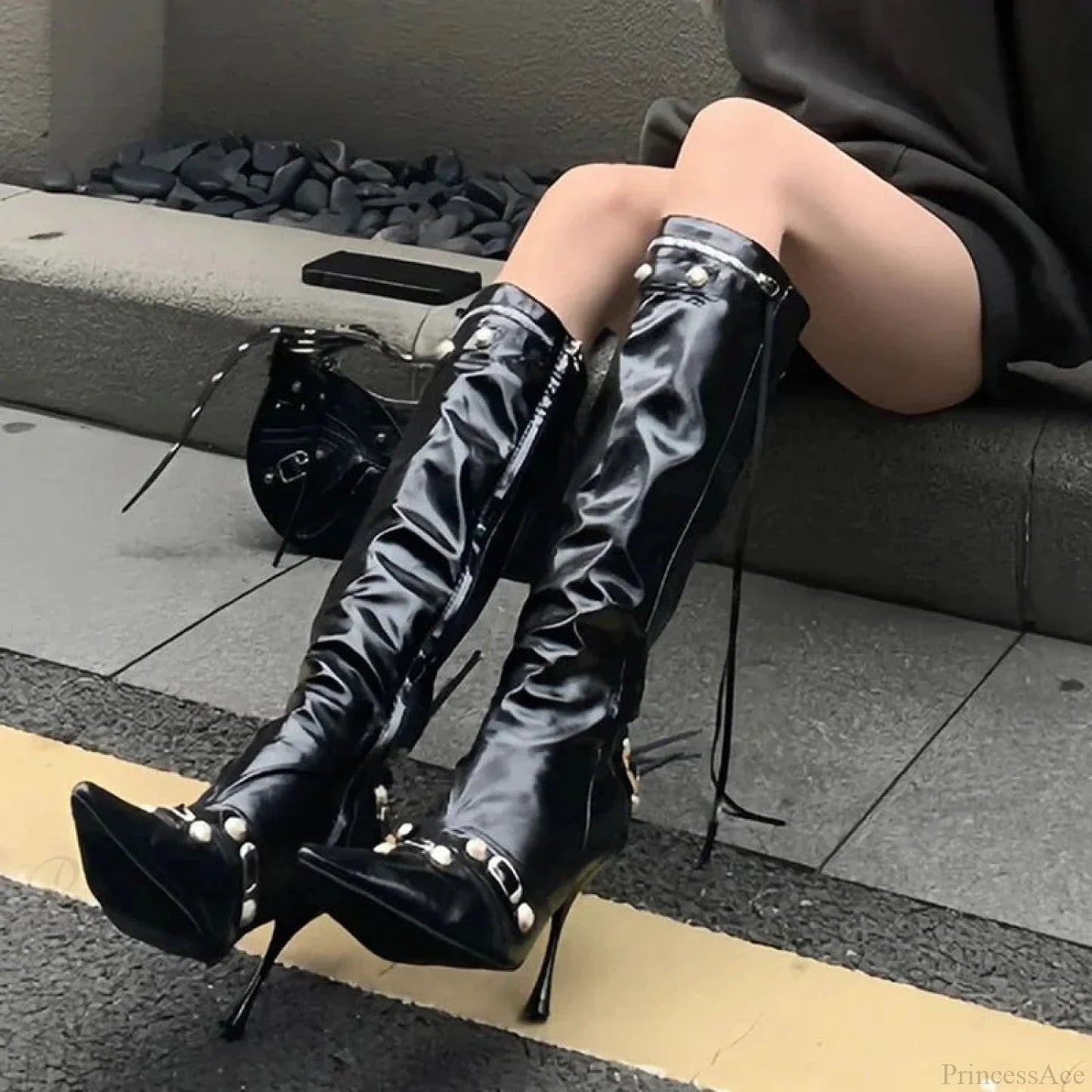 Dark Knight Style Pointed Toe Tall Boot
