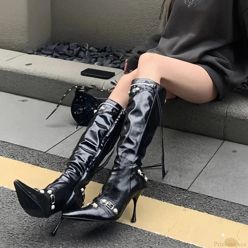 Dark Knight Style Pointed Toe Tall Boot