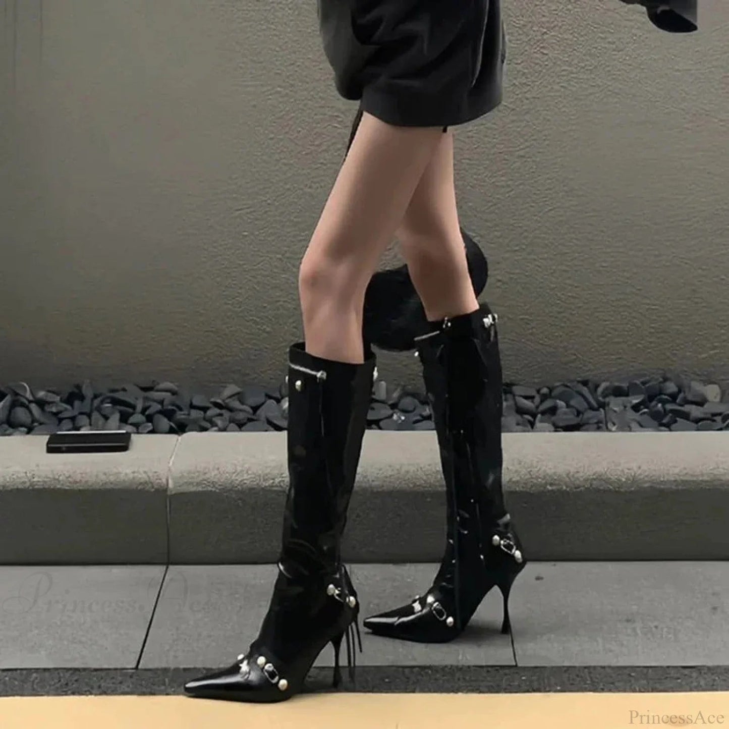 Dark Knight Style Pointed Toe Tall Boot