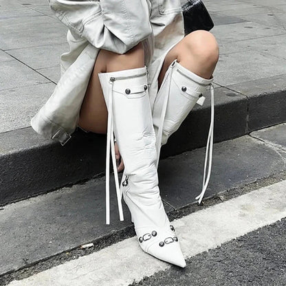 Dark Knight Style Pointed Toe Tall Boot