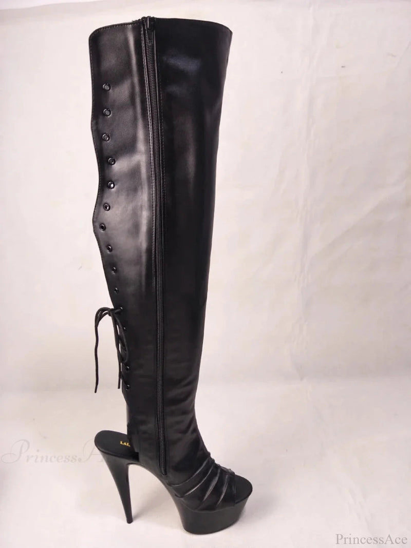 Dark Pole Dance Above Knee Fetish Boot