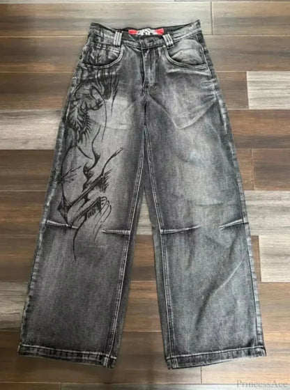 Dark Skull Print Tall Waist Pant