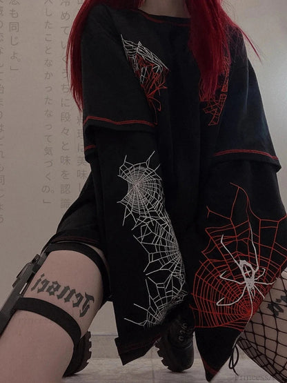 Dark Slender Fit Extended Sleeve Hooded Sweatshirt