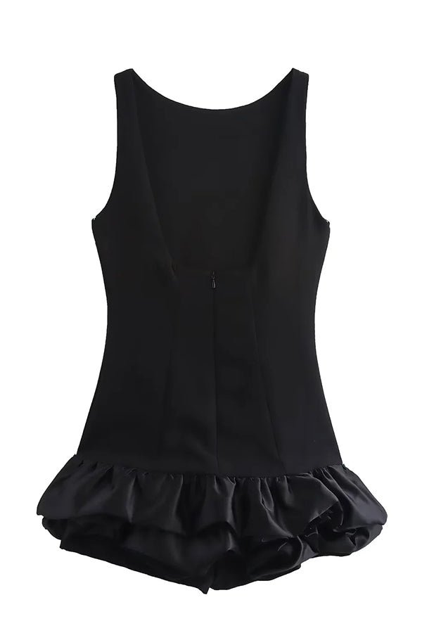 Born to Party Satin Patchwork Cloud Shape Wide Neck Mini Dress