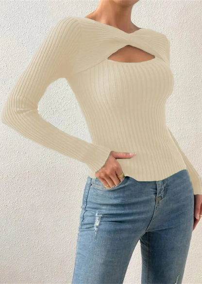 Irregular Cut-out Knit Pullover Sweater