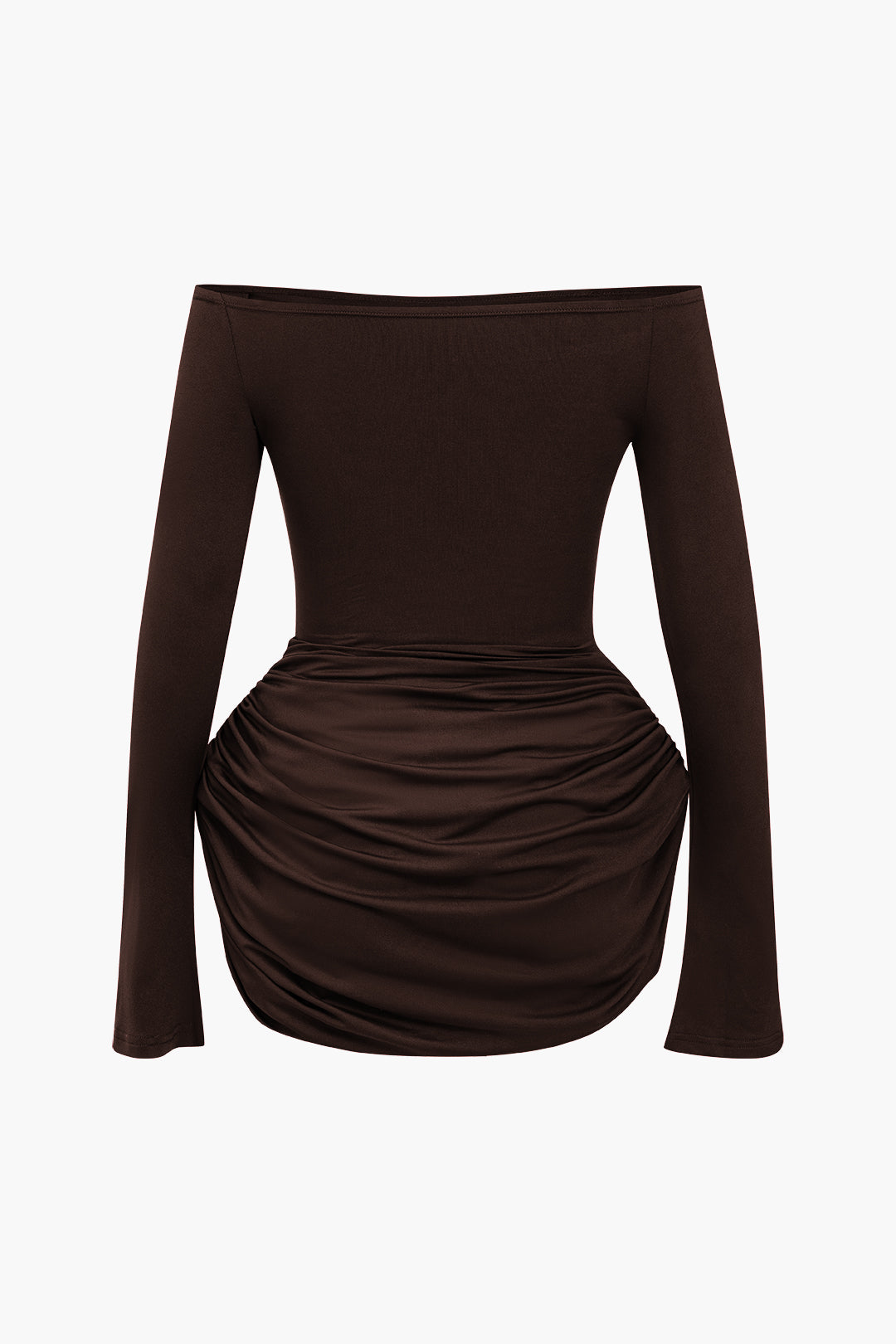 Color Y2k Ruched Off Shoulder Mini Dress