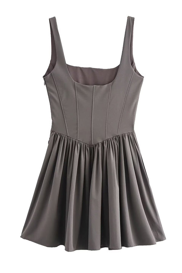 Velvet Square Neck Slim Fit Mini Dress