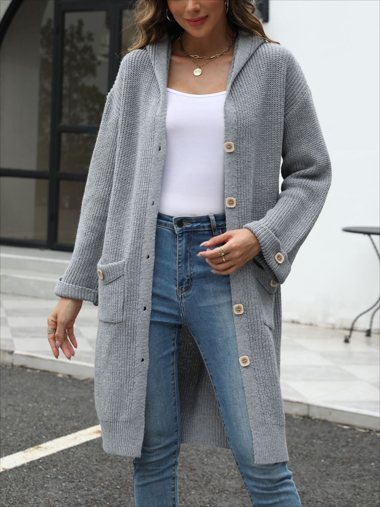 V-neck Loose Knit Cardigan