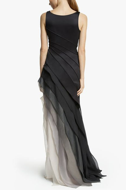 And Mysterious Tulle Gradient Cascading Design Gown Maxi Dress
