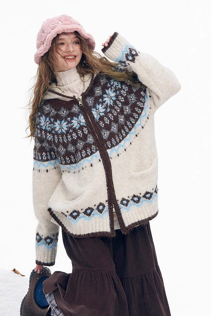 Color Block Chunky Hooded Sweater