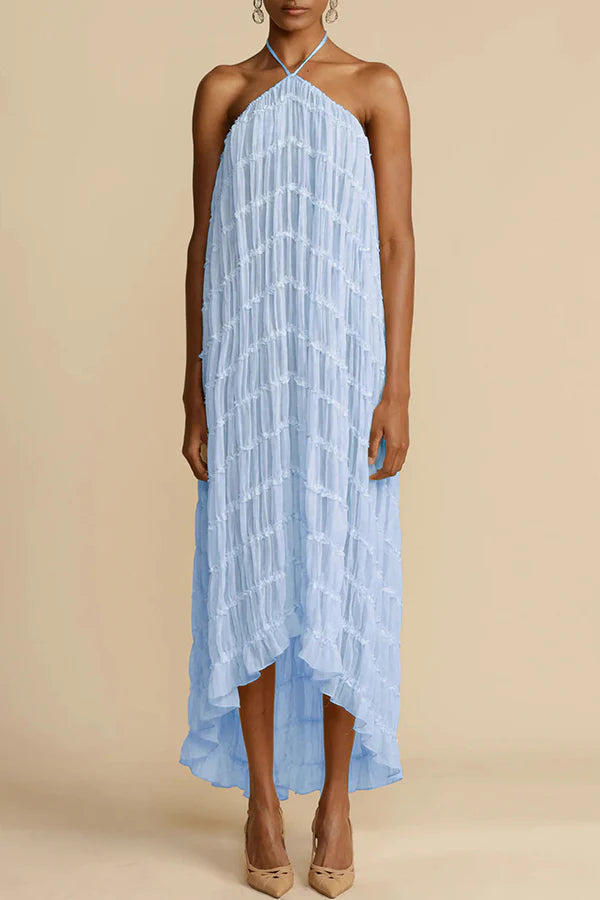 Versatility and Charm Pleated Drawstring Waist Tiered Maxi Skirt