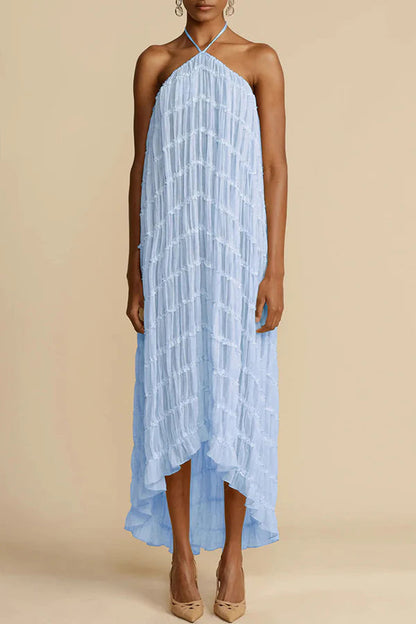 Versatility and Charm Pleated Drawstring Waist Tiered Maxi Skirt