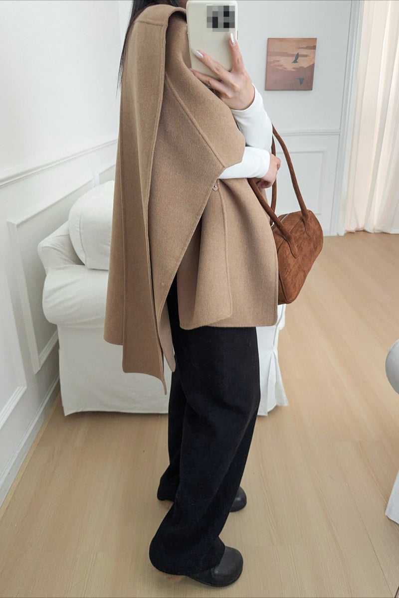 Wool Tencel Scarf Shawl Cape Irregular Coat