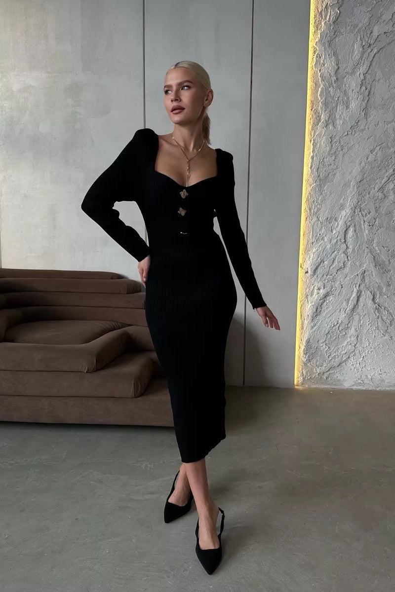 Knit High Waist Bodycon Midi Dress