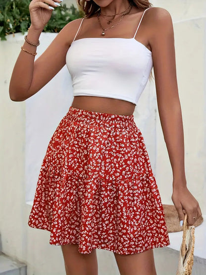 Print High Waist Mini Skirt