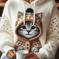 Comstylish Women's Cute Winter Cat Art Knitted Warm Sweater