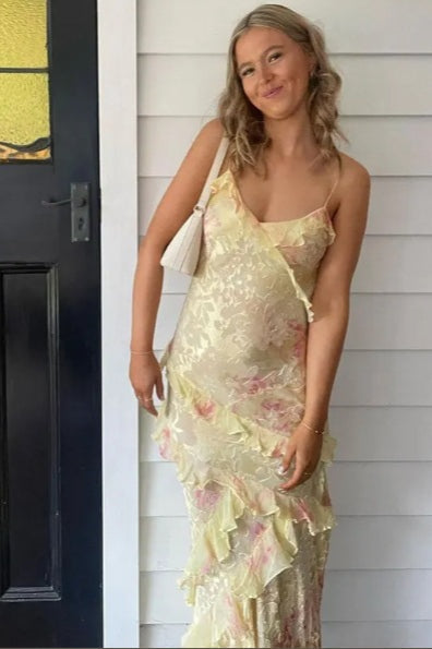 Wavy Trim Cami Maxi Dress