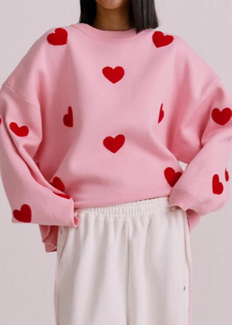 Love-embroidered Heart Sweater - Cozy Knitwear