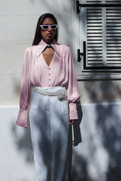 Collared Long Sleeve Blouse