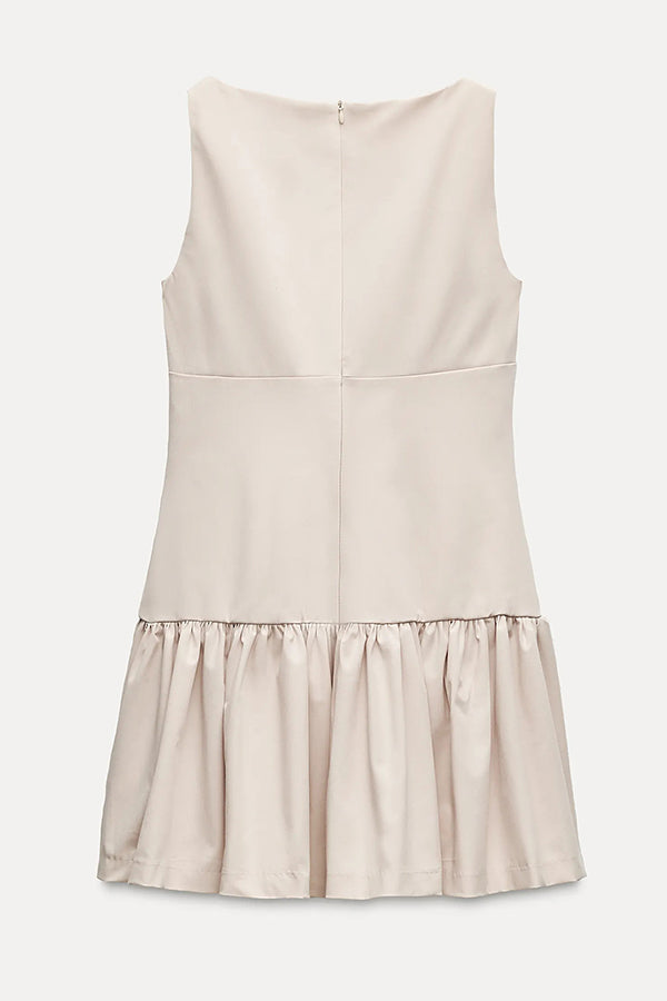 Velvet Bow Embellished Sleeveless Mini Dress