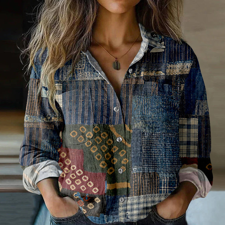 Women's Vintage Bohemian Patch Shirt elevenforest