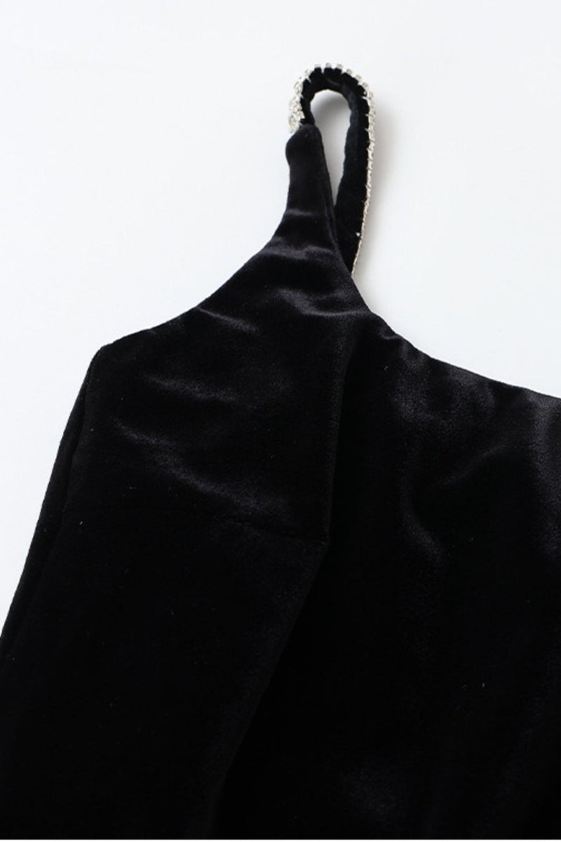 Velvet Strappy Backless Maxi Dress