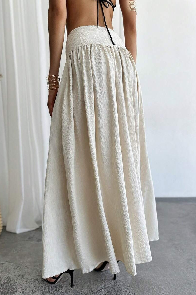Ruffled High Waist a Line Belted Side Pocket Skirt