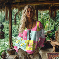 Women's Vintage Bohemian Patch Cotton And Linen Shirt elevenforest