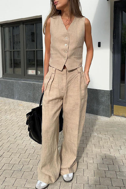 Sleeveless Vest Low Waist Pants Two Piece Set