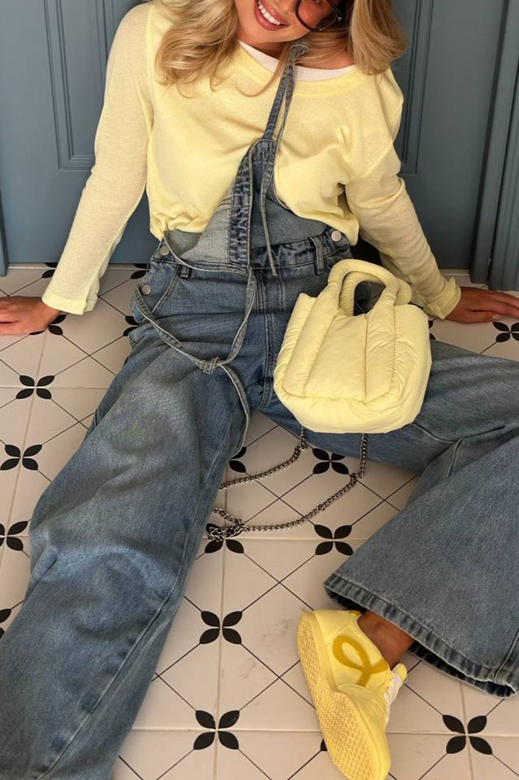 Washed Wide-leg Overall Jeans