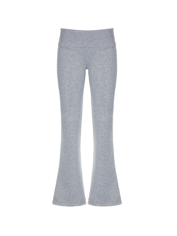 Grey Low Rise Flare Leg Pants
