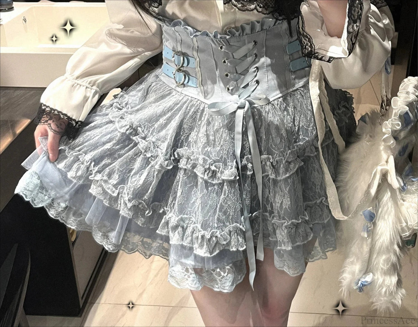 Delicate Frill Ribbon Mini Skirt