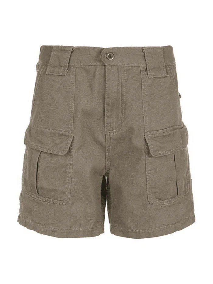 Color Denim Straight Leg Cargo Shorts