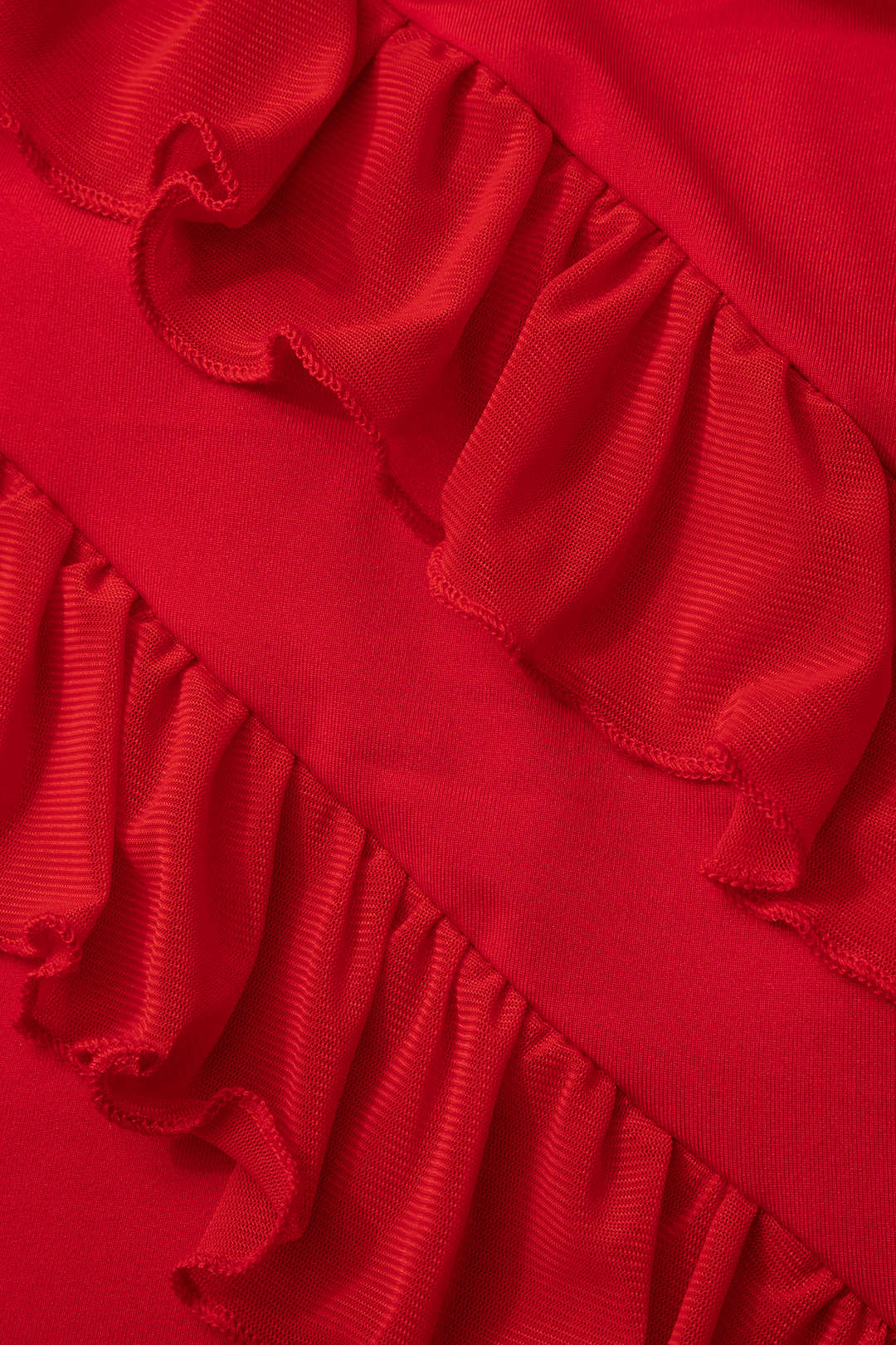 Color Ruffle Trim Slit Sleeveless Maxi Dress