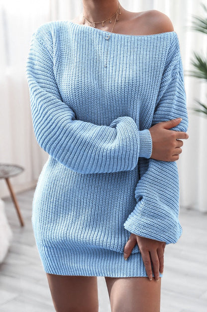 Knit Off Shoulder Sweater Dress