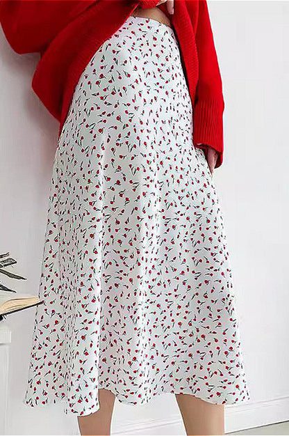 Printed High Waist Fishtail Skirt
