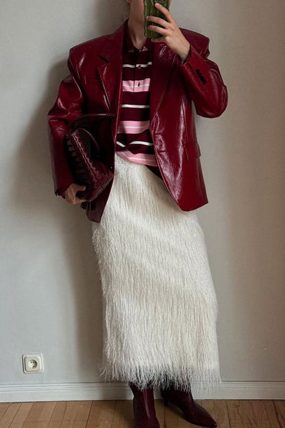 High-waisted Fringe Maxi Skirt