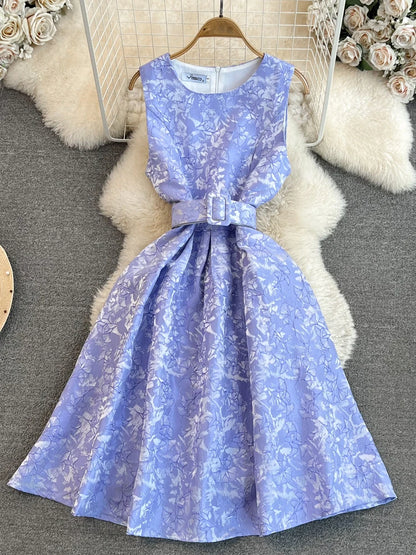 Dresses Summer Slim A-line Sleeveless Party Dresses O-neck Midi Dress Vestidos