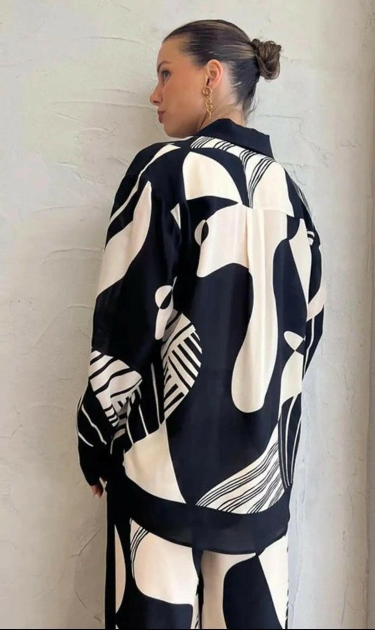 2-piece Digital Print Set: Top & Loose Pants