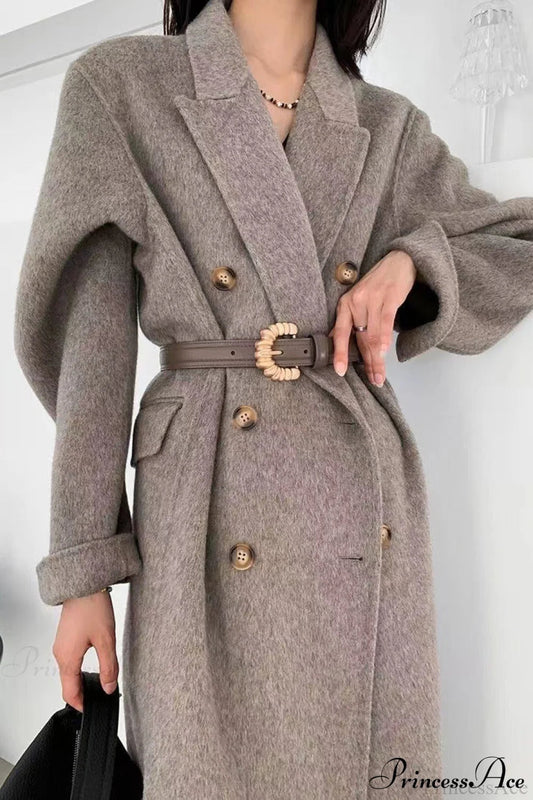 Double-breasted Reversible Wool Long Oversized Overcoat
