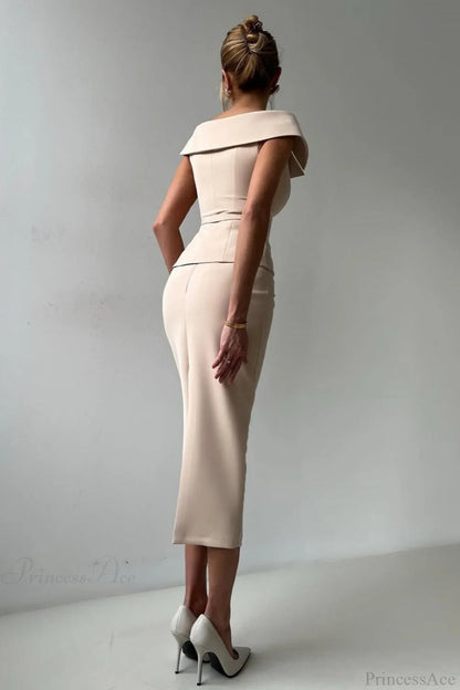 Double Breasted Tie Waist Bodycon Two Piece Set